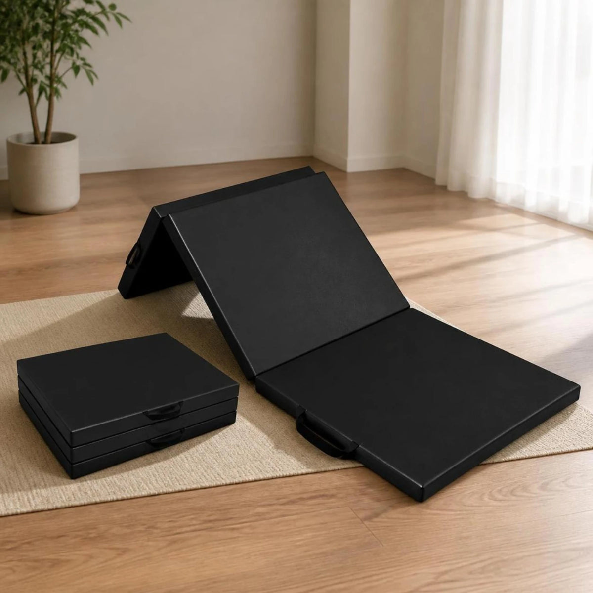 Tri-Fold Exercise Mat 5cm Thick with Handles | Folding Gym Mat Folding Exercise Mat PLUSH