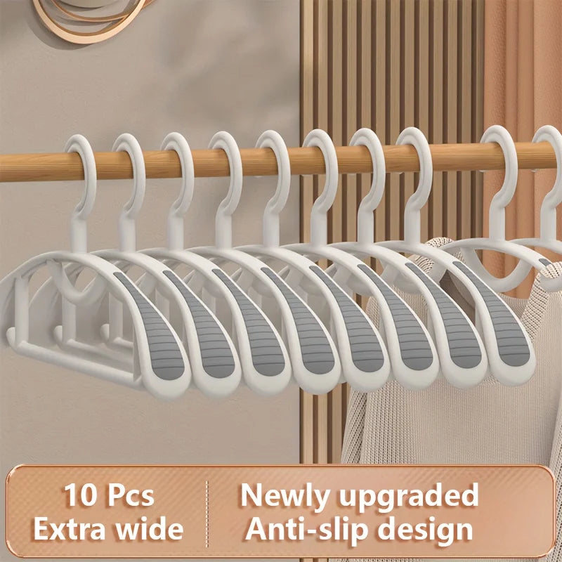 Non-Slip Wide Shoulder Plastic Clothes Hangers – Bulk Pack Clothes Hangers PLUSH 10Pcs wide-White