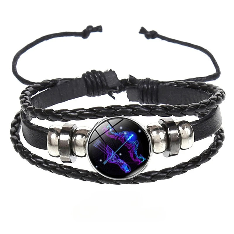 Glow in the Dark Zodiac Constellation Bracelet | Braided Rope Charm Bracelet PLUSH Sagittarius Luminous 18-26CM