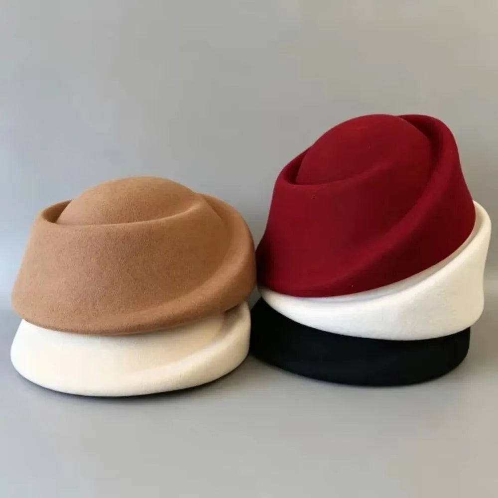 Vintage Hepburn Pillbox Fedora Hat – Elegant Women's Wool Felt Pillbox Fedora Hat PLUSH