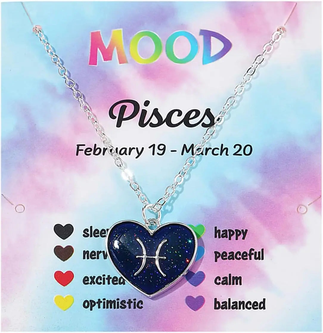 Zodiac Constellation Mood Necklace – Color Changing Pendant Pendant Necklace PLUSH Pisces