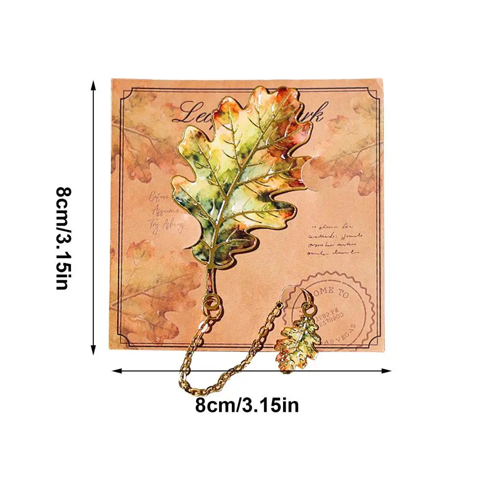 Metal Leaf Bookmark with Chain Pendant – Maple & Clover Metal Bookmark PLUSH E