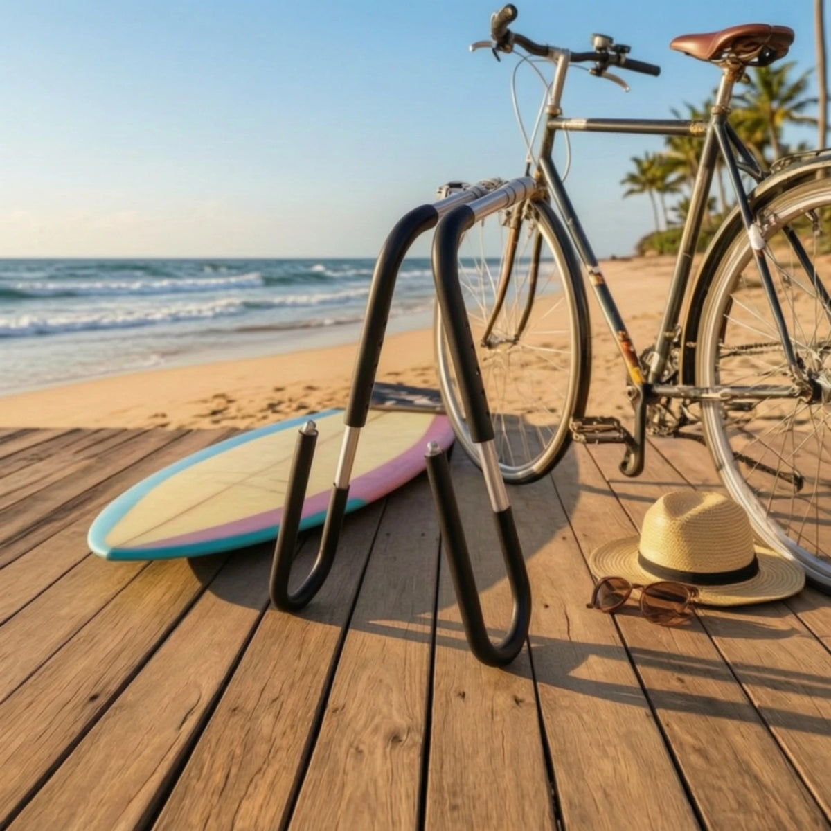 Bike Surfboard Rack | Quick-Release Clamp & Padded Carrier Bike Surfboard Carrier PLUSH
