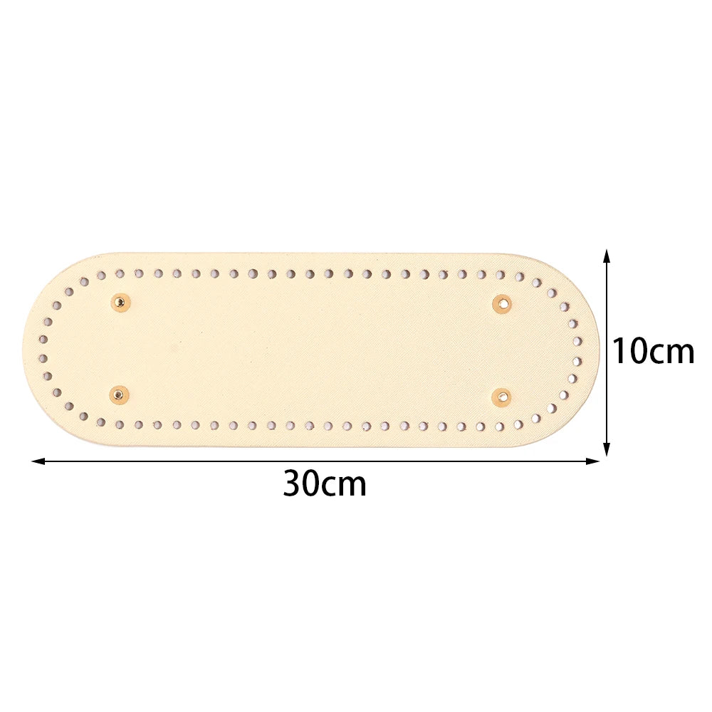 PU Leather Bag Base with Rivets – DIY Handbag Bottom Pad Bag Making Accessory PLUSH apricot 10X30cm