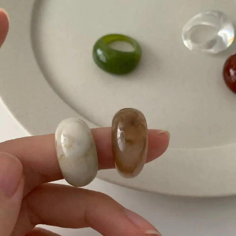Colorful Resin Geometric Rings – Retro Irregular Fashion Set Resin Fashion Rings PLUSH