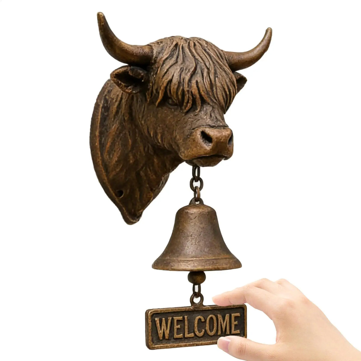 Rustic Cow Welcome Bell Wall Mount Manual Doorbell Decor Manual Doorbell Decor PLUSH