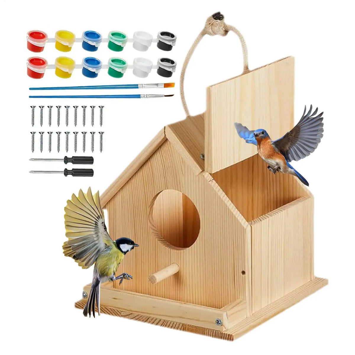 Wooden DIY Birdhouse Kit – Build, Paint & Hang Outdoor DIY Craft Kit PLUSH
