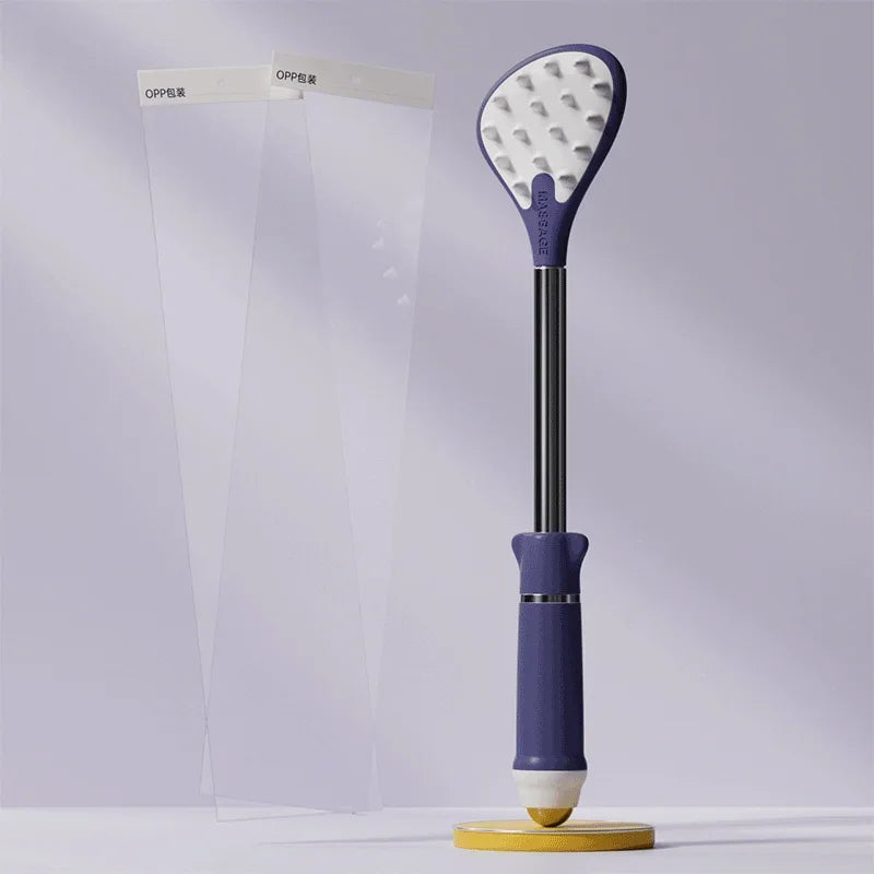 Telescoping Back Scratcher & Ball Massage Stick – Portable Back Scratcher Massager PLUSH Purple