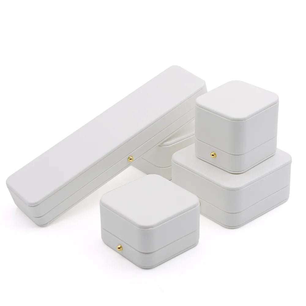 PU Leather Jewelry Gift Box White Flannel Lining – 4 Sizes Jewelry Gift Box PLUSH
