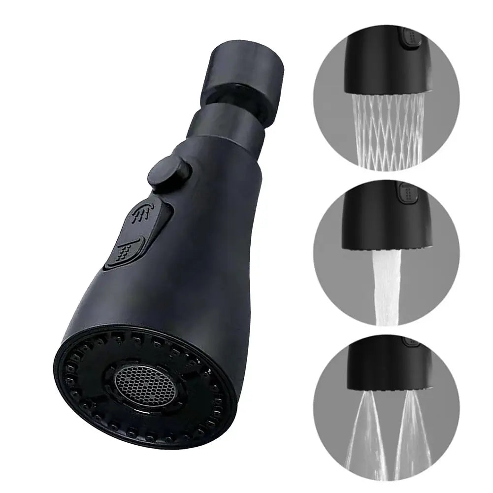 3-in-1 Kitchen Faucet Extender – 720° Swivel Sprayer Faucet Extender PLUSH 1Pc Black