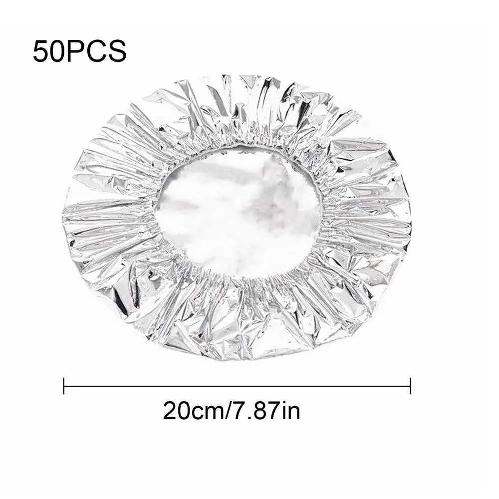50pcs Reusable Stretch Foil Covers for Bowls Plates & Pans Food Storage Covers PLUSH 50Pcs