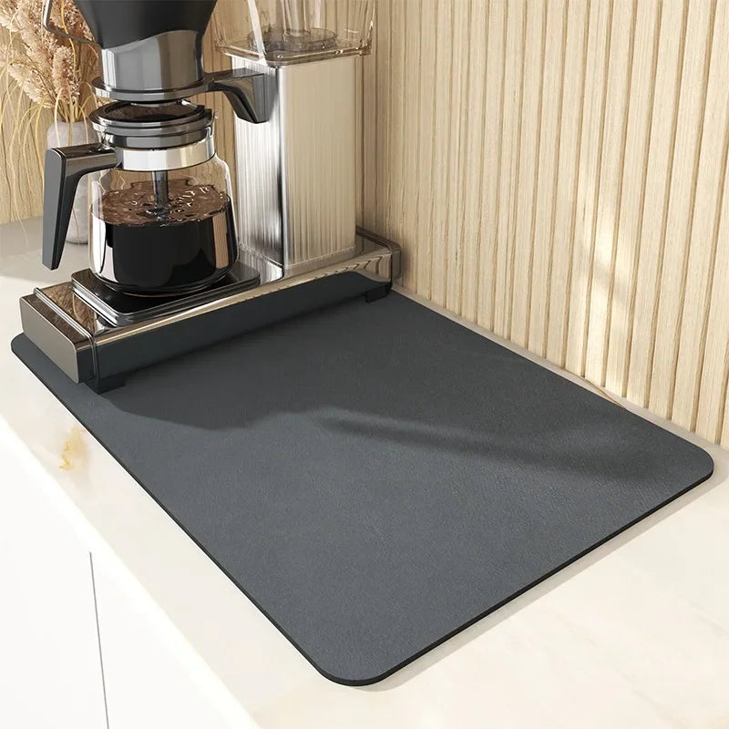 Diatomite Super Absorbent Kitchen Drying Mat – Quick Dry Kitchen Drying Mat PLUSH black 30x40cm