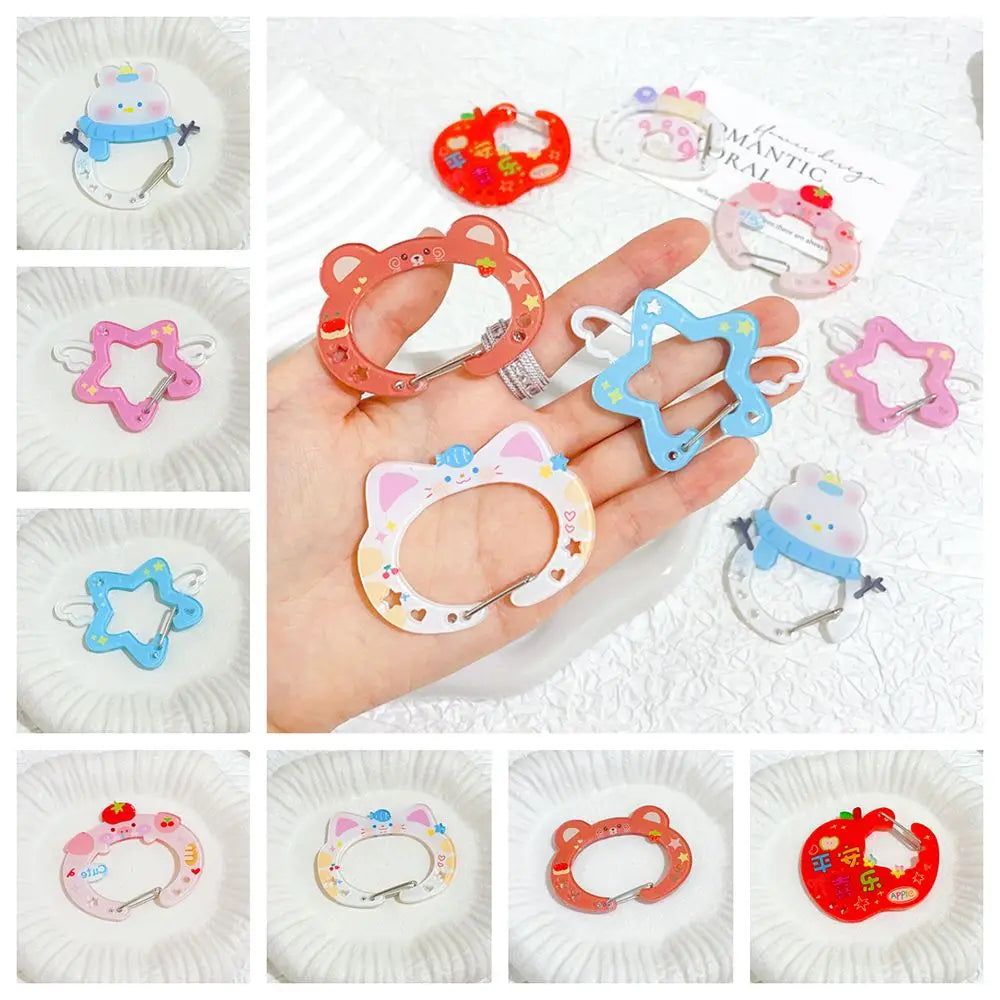 Cute Cartoon Acrylic Carabiner Keychain – Cat Piggy Snowman Cartoon Keychain PLUSH