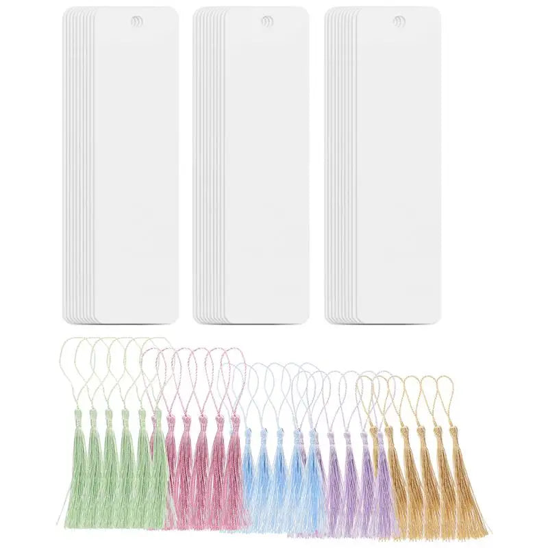 30 Sets Clear Acrylic Bookmarks with Tassels | DIY Craft Acrylic Bookmarks PLUSH Default Title