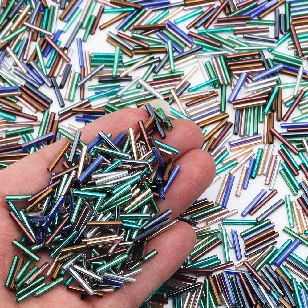Silver Filled Czech Glass Tube Beads 2x12mm – 10g DIY Jewelry Glass Spacer Beads PLUSH