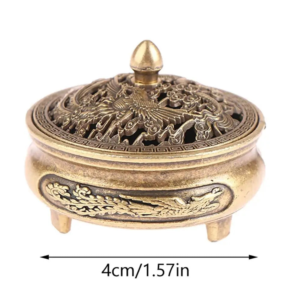 Metal Incense Coil & Cone Burner – Detachable Lid Holder Incense Burner PLUSH Bronze