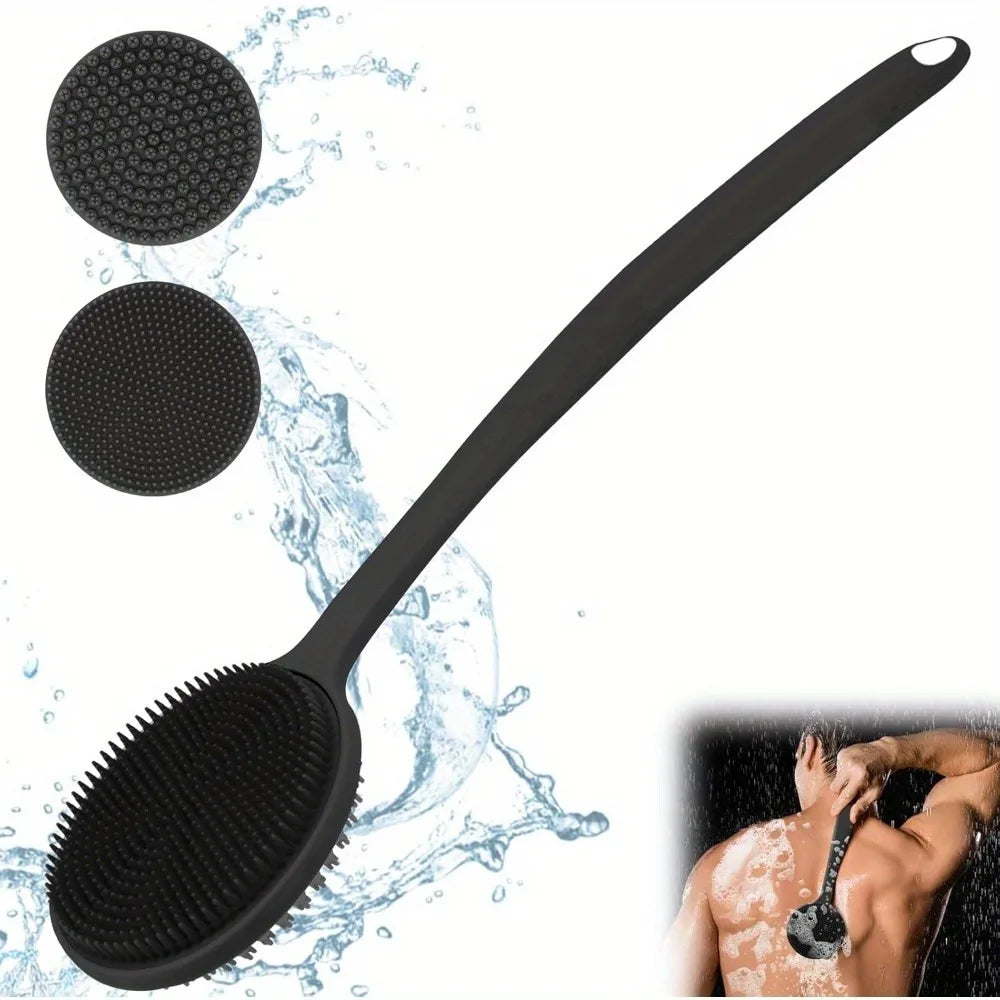Silicone Back Scrubber Brush – Long Handle, Double-Sided Body Scrubber Brush PLUSH