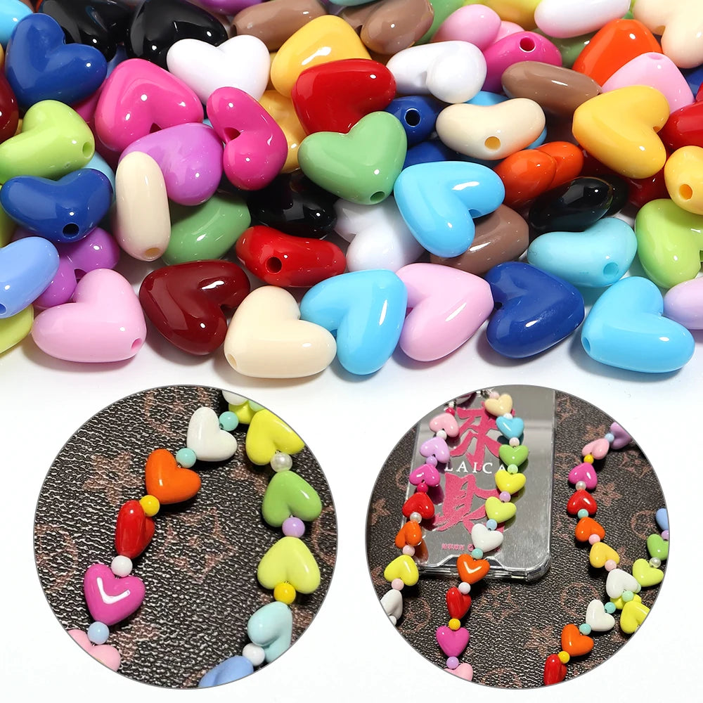 50pcs Y2K Heart Acrylic Spacer Beads – DIY Jewelry Making Acrylic Spacer Beads PLUSH