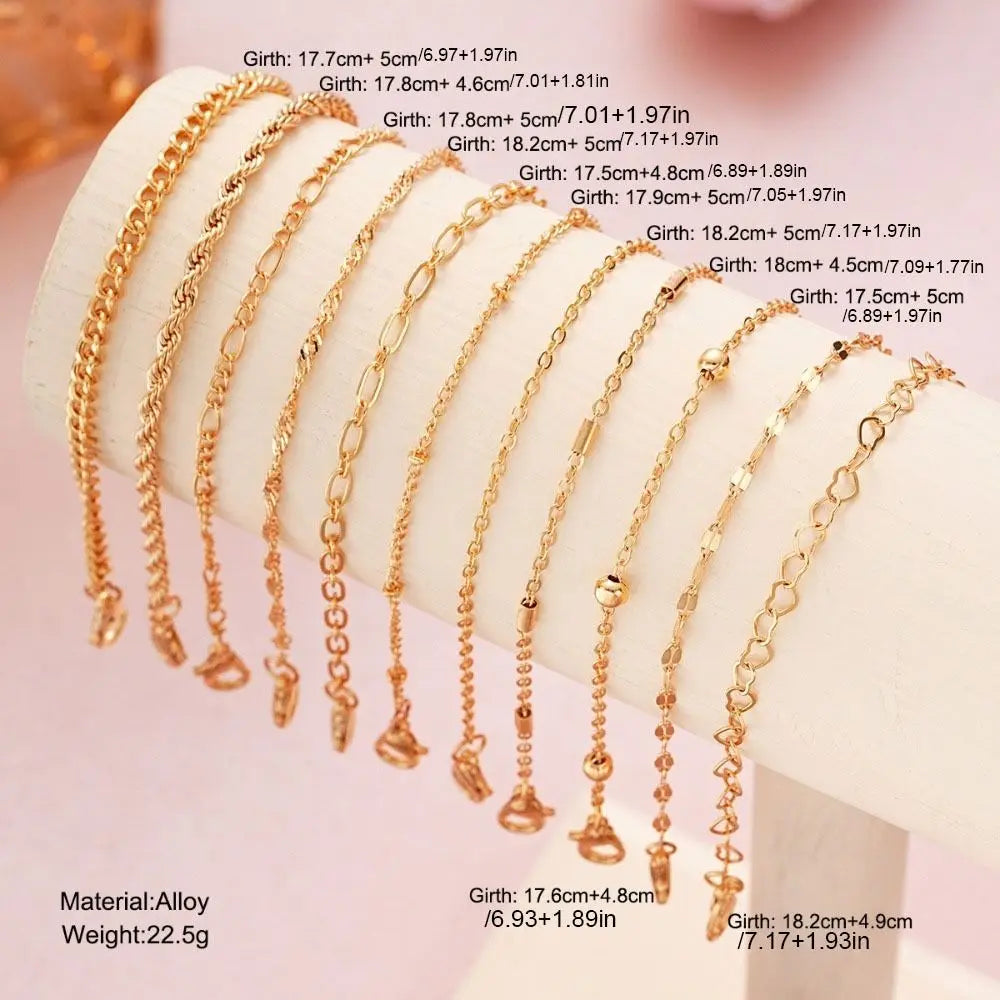 11-Piece Boho Bracelet Set – Twist Cuban Chain Multilayer Bangles Boho Bracelet Set PLUSH
