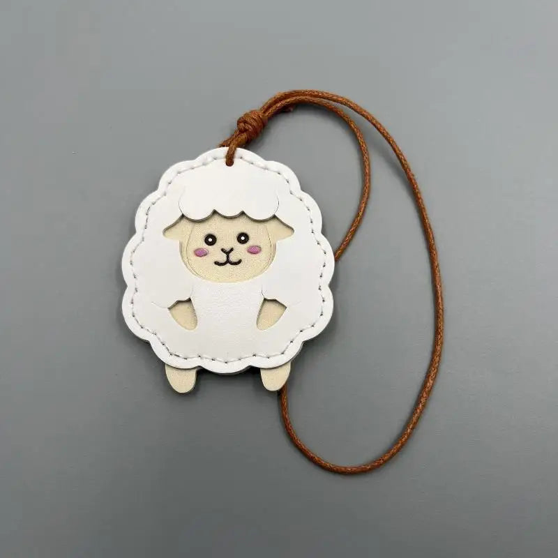 PU Leather Lamb Keychain – Cute Animal Bag Charm & Keyring Novelty Keychain Charm PLUSH A2