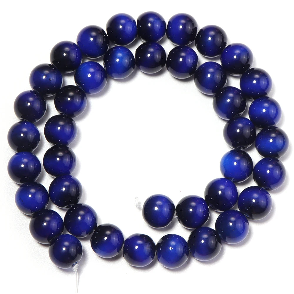 Royal Blue Tiger Eye Glass Spacer Beads 6/8/10mm – DIY Jewelry Glass Spacer Beads PLUSH 10mm