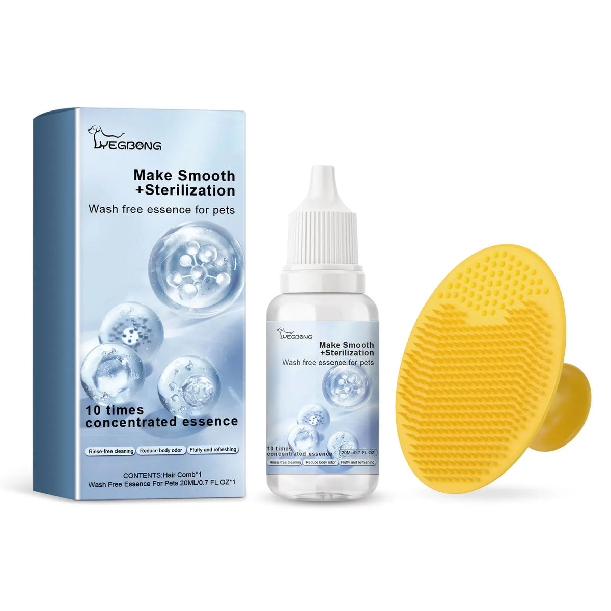 No-Rinse Foaming Pet Cleaner with Silicone Bristle Brush Pet Grooming Cleaner PLUSH 20ml Set