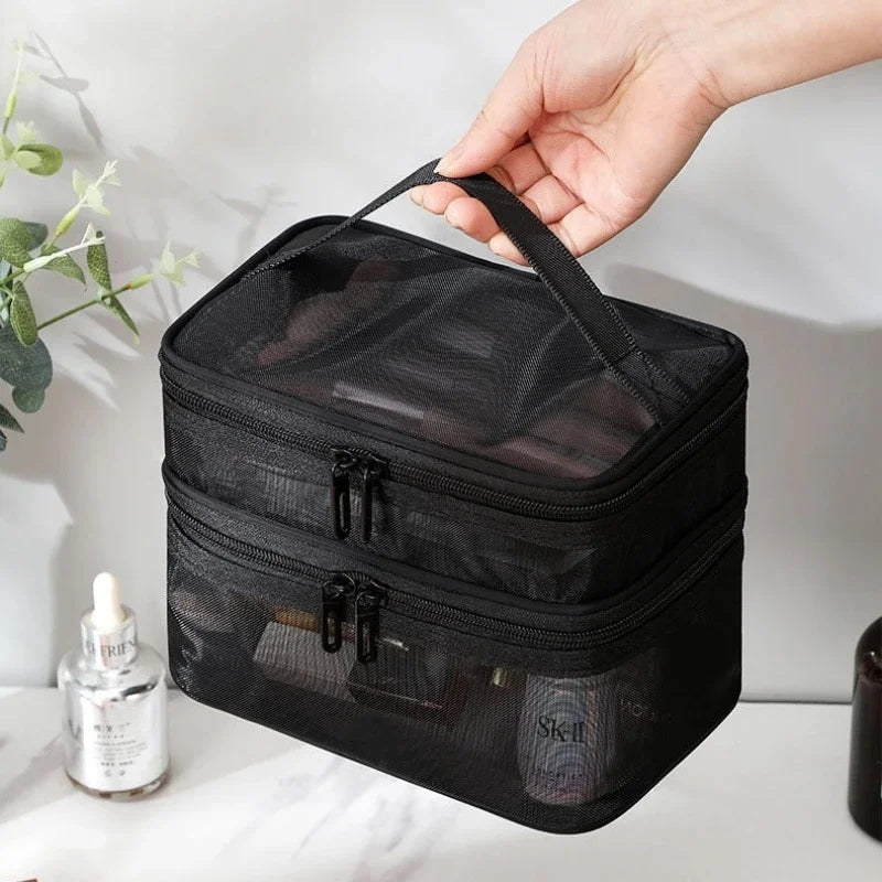 Travel Mesh Makeup Organizer Bag | Cosmetics Storage Box Makeup Organizer Bag PLUSH