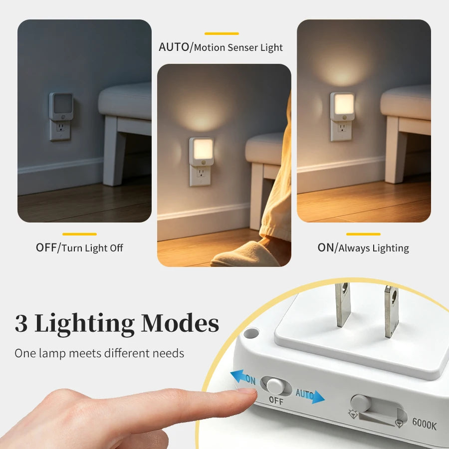 Motion Sensor LED Night Light – Dimmable Plug-In Lamp | GGBEE Motion Sensor Night Light PLUSH