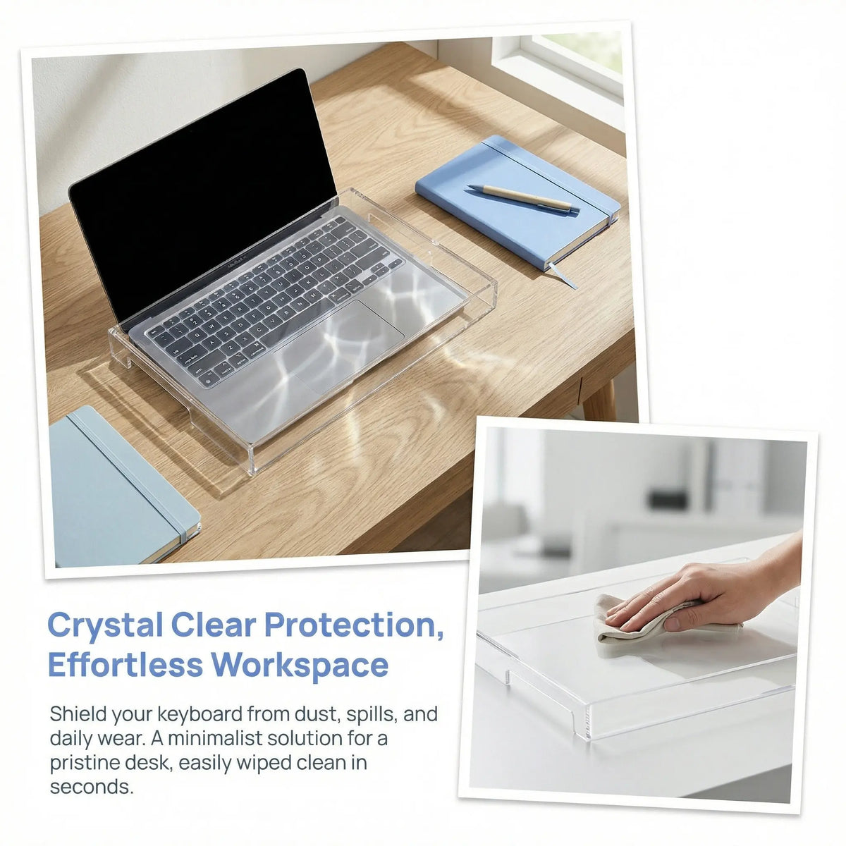 Clear Acrylic Keyboard Cover – Dustproof & Splash-Resistant Keyboard Cover PLUSH