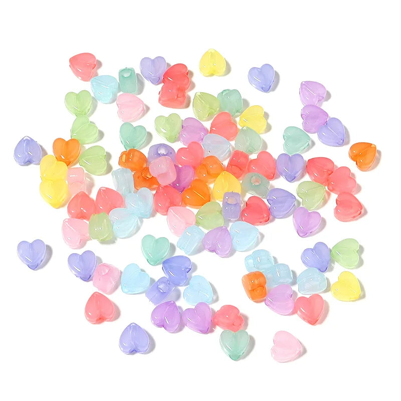 Jelly Color Star & Heart Big Hole Acrylic Beads – 100–500pcs Acrylic Spacer Beads PLUSH Heart Mixed 500pcs