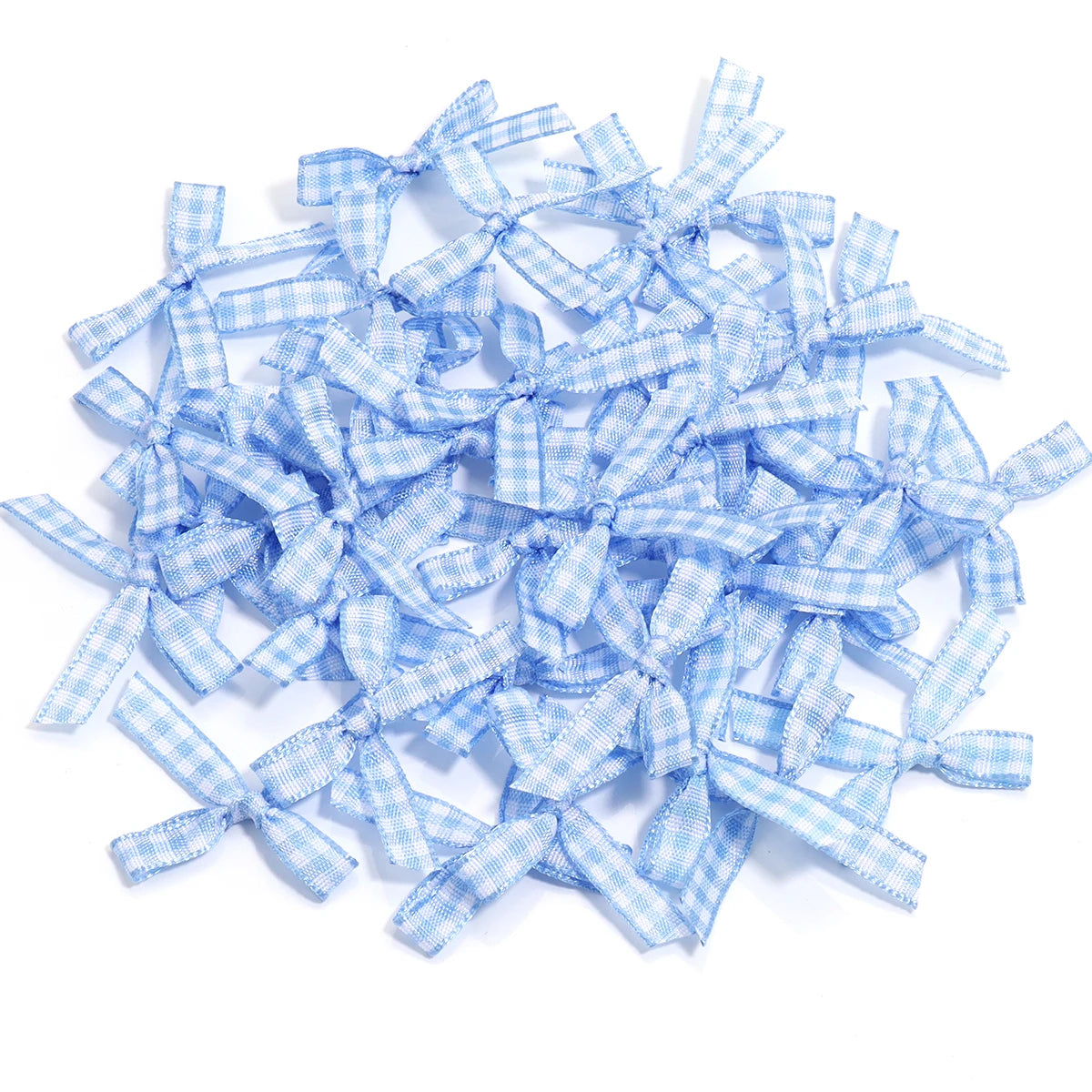 50pcs Scottish Checkered Ribbon Bows – DIY Jewelry & Crafts Ribbon Craft Bows PLUSH Blue 4x2.5cm