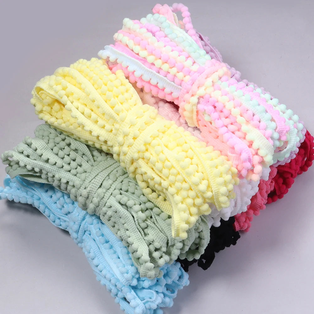 10 Yards Puffy Ball Lace Trim Ribbon – DIY Tassel Braided Rope Craft Trim Ribbon PLUSH