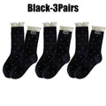Women's Dotted Casual Long Socks – Soft Breathable Knit Women's Casual Socks PLUSH Black-3Pairs One Size