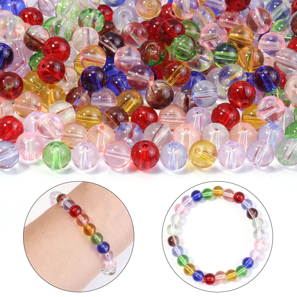50pcs Colorful Round Glass Crystal Beads – DIY Jewelry Making Glass Craft Beads PLUSH