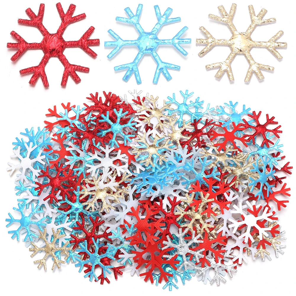 100pcs Felt Snowflake Appliques – Christmas DIY Craft Decor Craft Appliques PLUSH