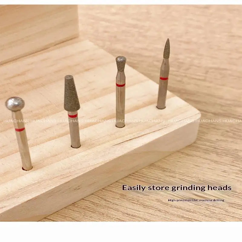 Wooden Nail Drill Bit Holder & Manicure Organizer Stand Nail Drill Organizer PLUSH