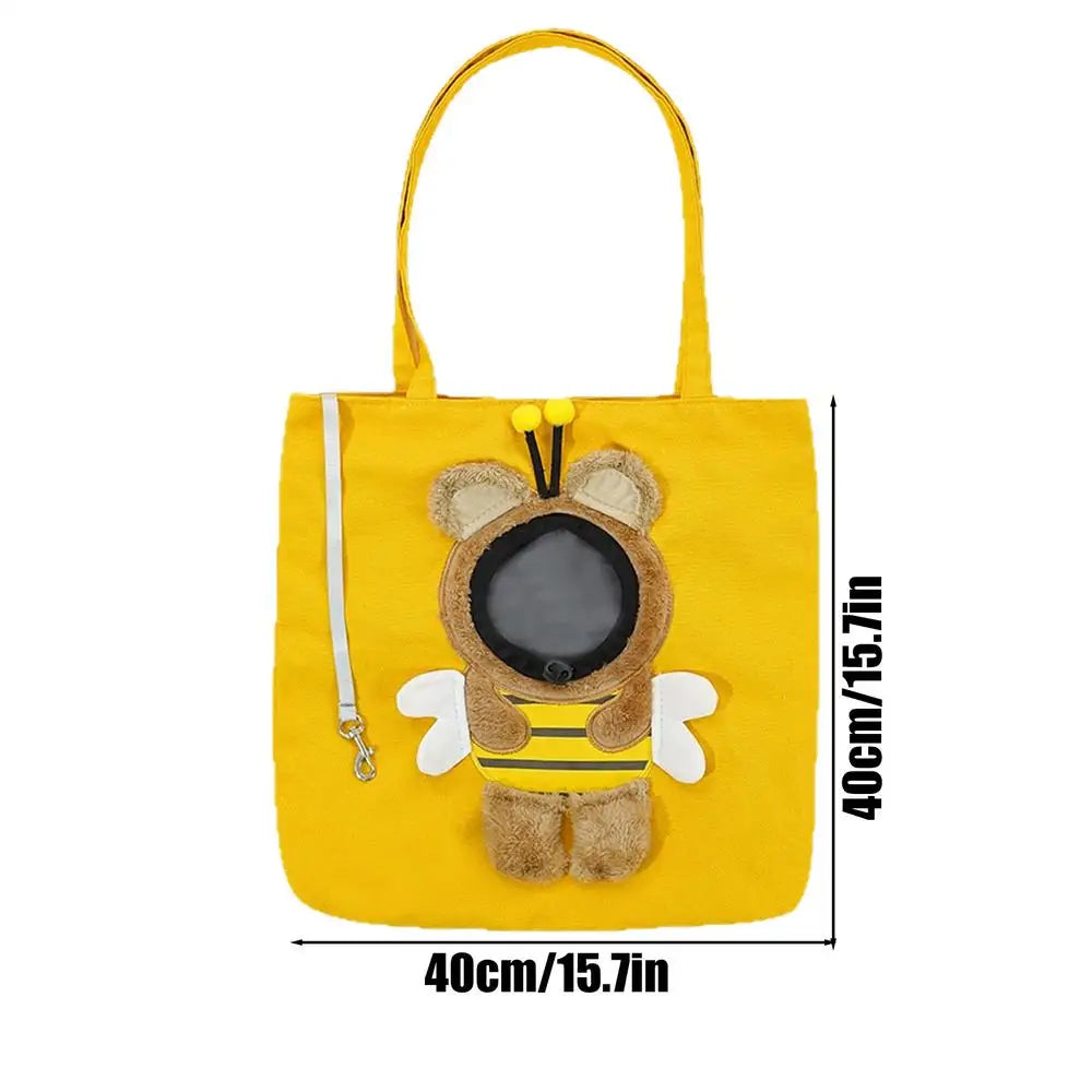 Cute Canvas Cat Carrier Shoulder Bag – Breathable Pet Tote Pet Carrier Bag PLUSH Yellow