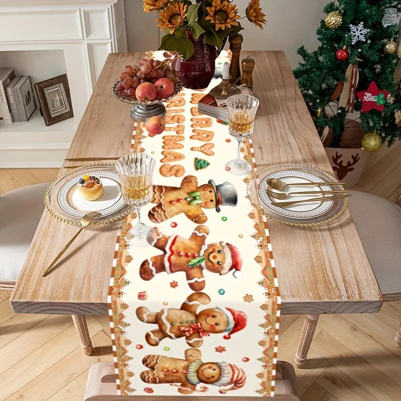 Christmas Gingerbread Man Table Runner – Holiday Festive Décor Holiday Table Runner PLUSH