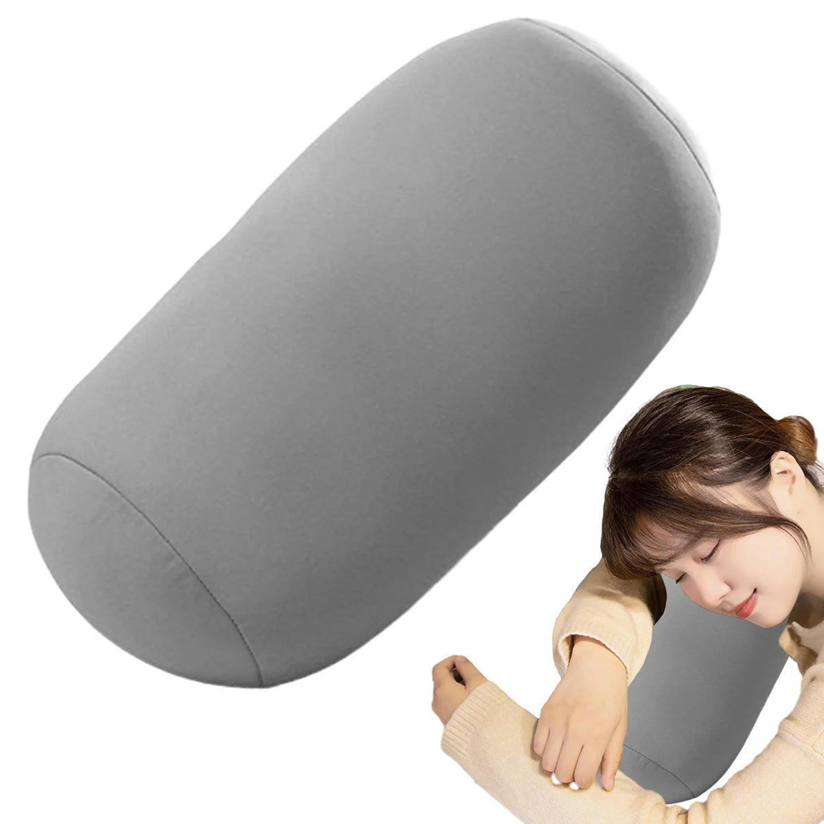 Microbead Cylindrical Roll Pillow – Soft Travel & Neck Support Microbead Roll Pillow PLUSH