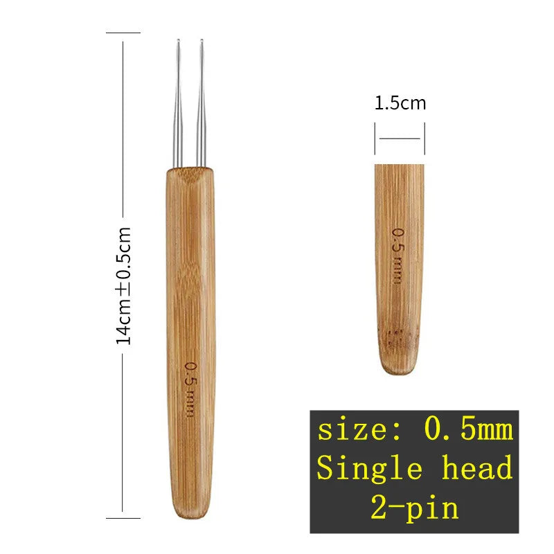 Wooden Crochet Dreadlocks Braid Needle – Hair Extension Tool Hair Crochet Needle PLUSH NO.3
