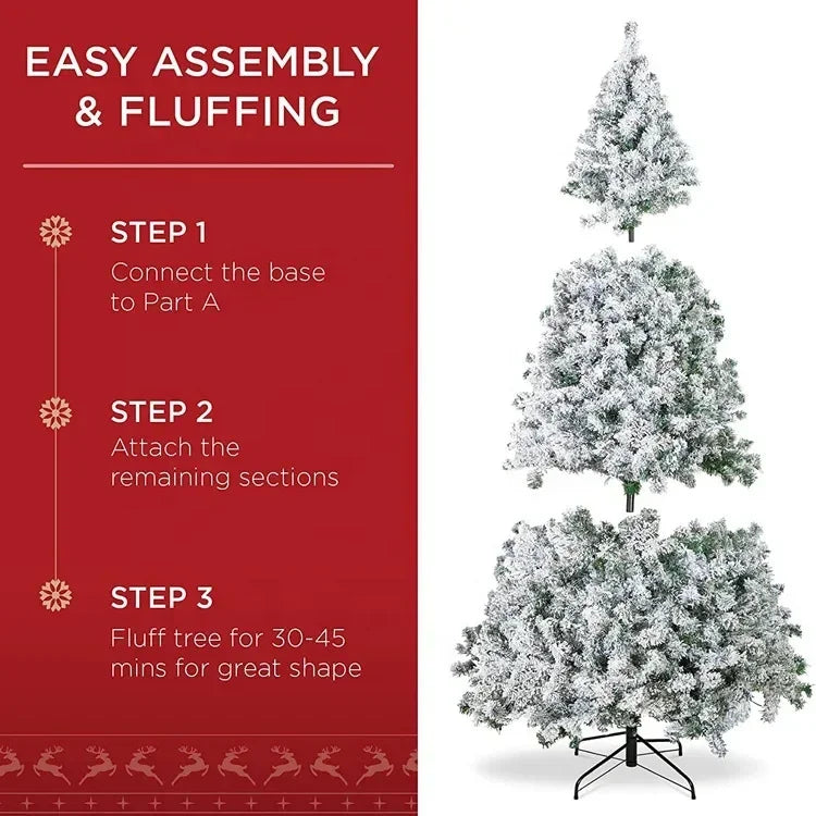 Snowy Flocked Christmas Tree – Frosted PVC Pine Holiday Decor Artificial Christmas Tree PLUSH