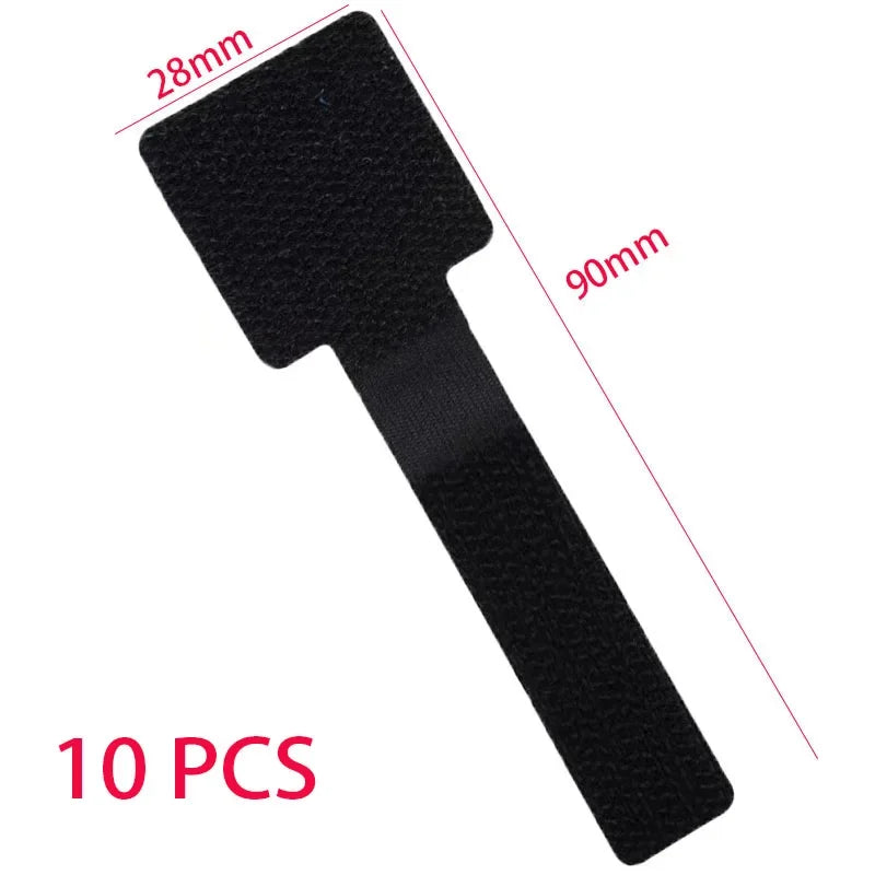 Reusable Cable Ties Self-Adhesive Cord Organizer Straps Cable Management Ties PLUSH Black 10 pcs 3x100mm