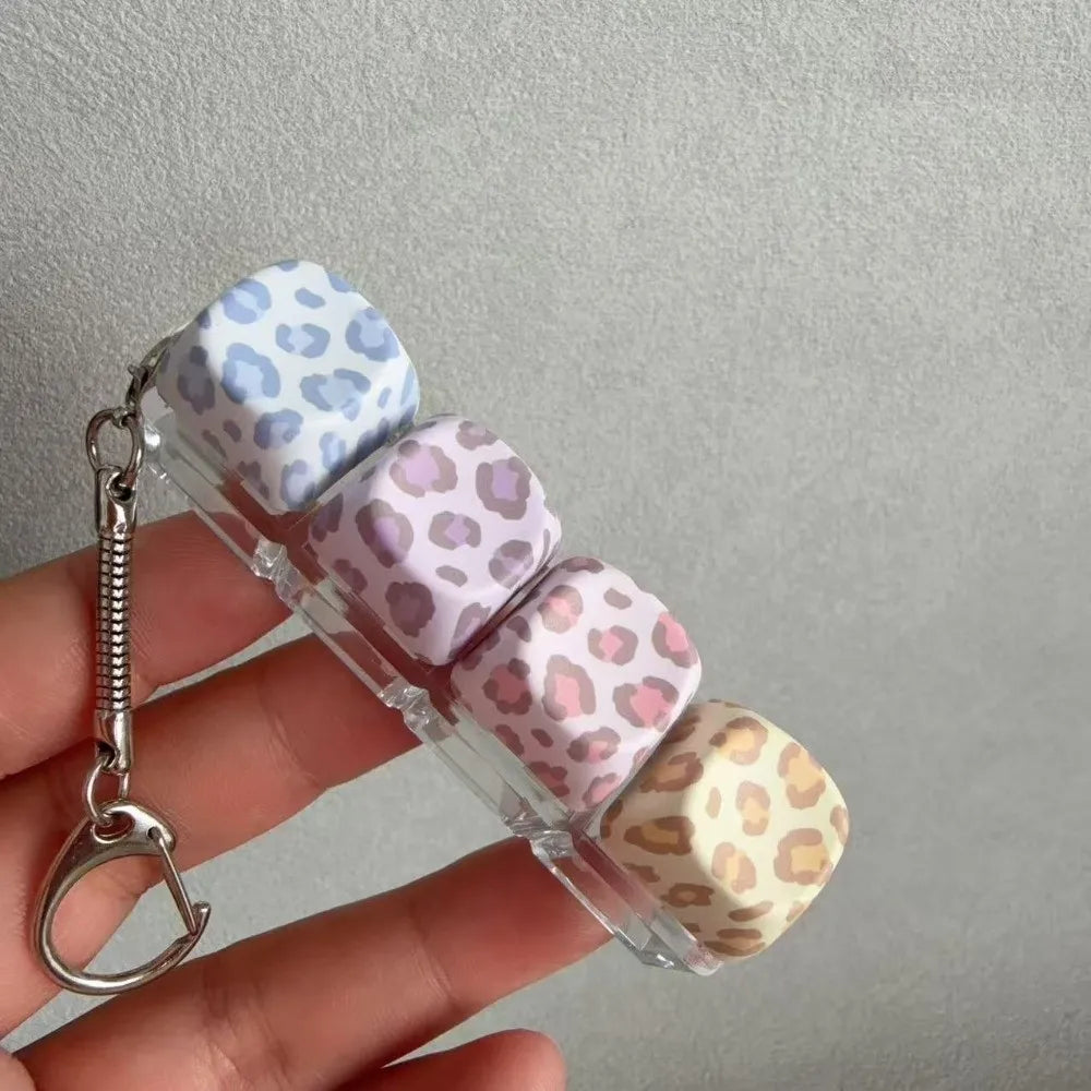 PBT 4-Key Fidget Keychain LED Click Sound Snake Chain Fidget Keychain PLUSH With Light-Leopard 1