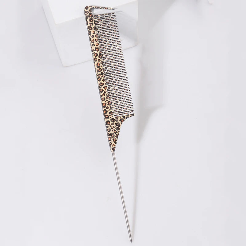 Leopard Print Rat Tail Comb – Anti-Static Fine-Tooth Styling Hair Styling Comb PLUSH baowenhuang