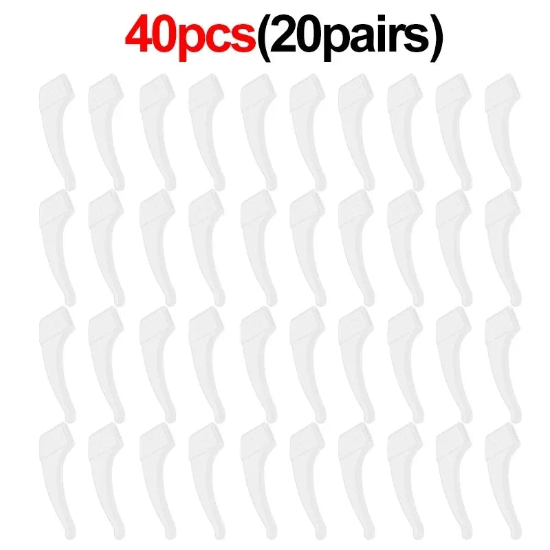 Silicone Anti-Slip Ear Hook Grips for Glasses & Sunglasses Eyewear Accessories PLUSH White 20pairs