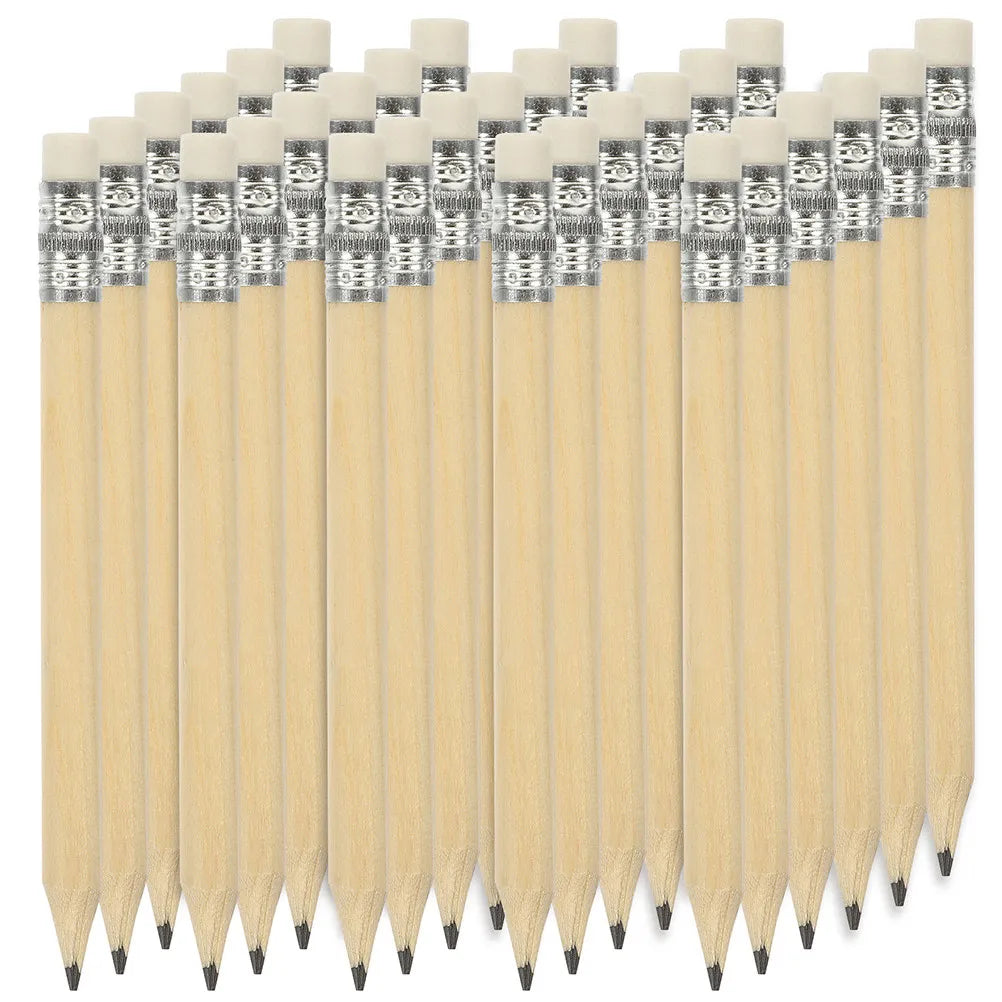 40pcs Mini Wooden Pencils with Erasers – School & Party Mini Wooden Pencils PLUSH