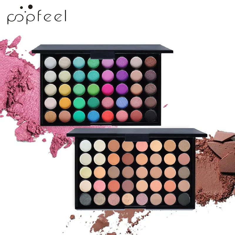 POPFEEL 40-Color Eyeshadow Palette + 8 Brushes – Matte & Shimmer Eyeshadow Palette PLUSH