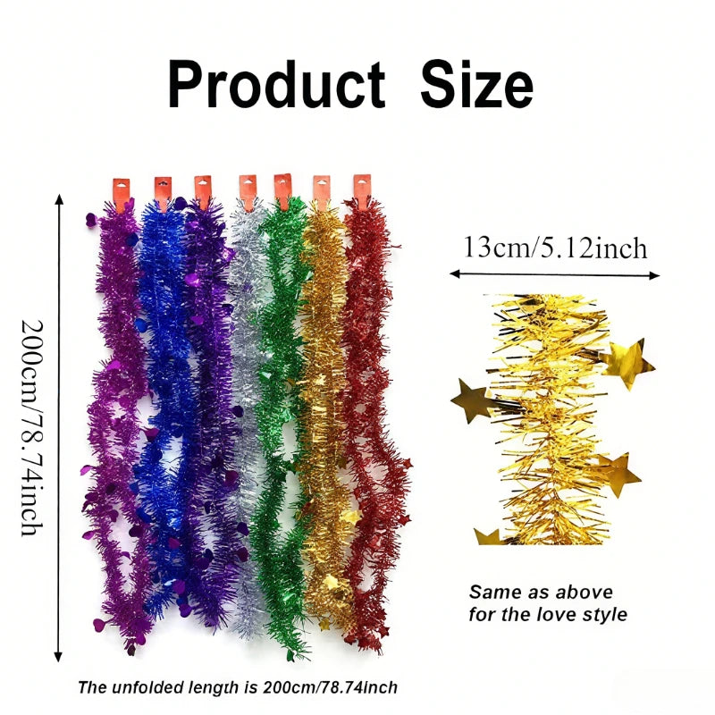 Heart & Star Tinsel Garlands – Christmas & Party Decorations Tinsel Garland PLUSH