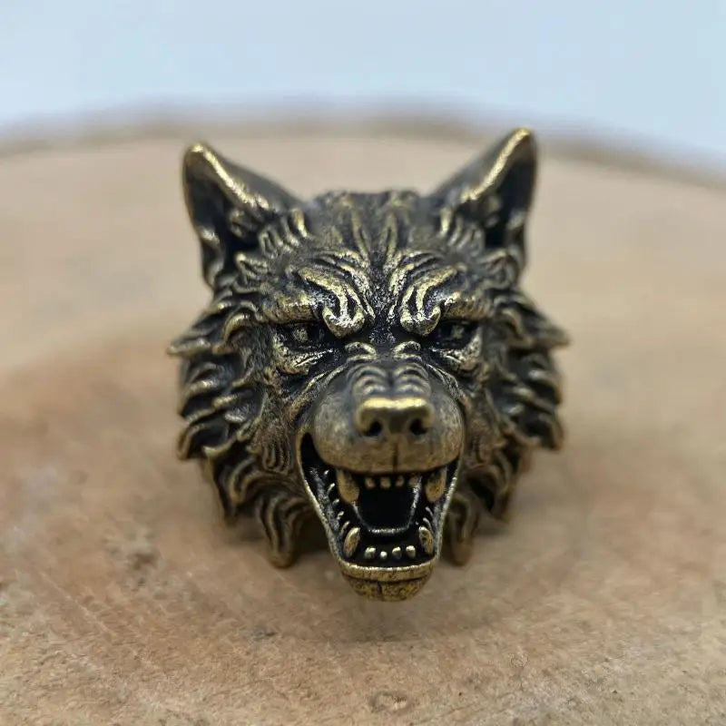 Wolf Head Brass Bead Charm – DIY Paracord & Bracelet Pendant Jewelry Bead Charm PLUSH A1