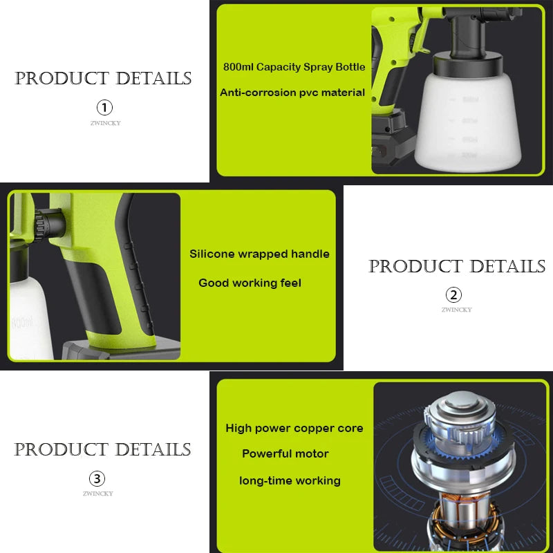 ZUIDID 800ML Cordless Paint Sprayer for RYOBI 18V Battery 200W Cordless Paint Sprayer PLUSH